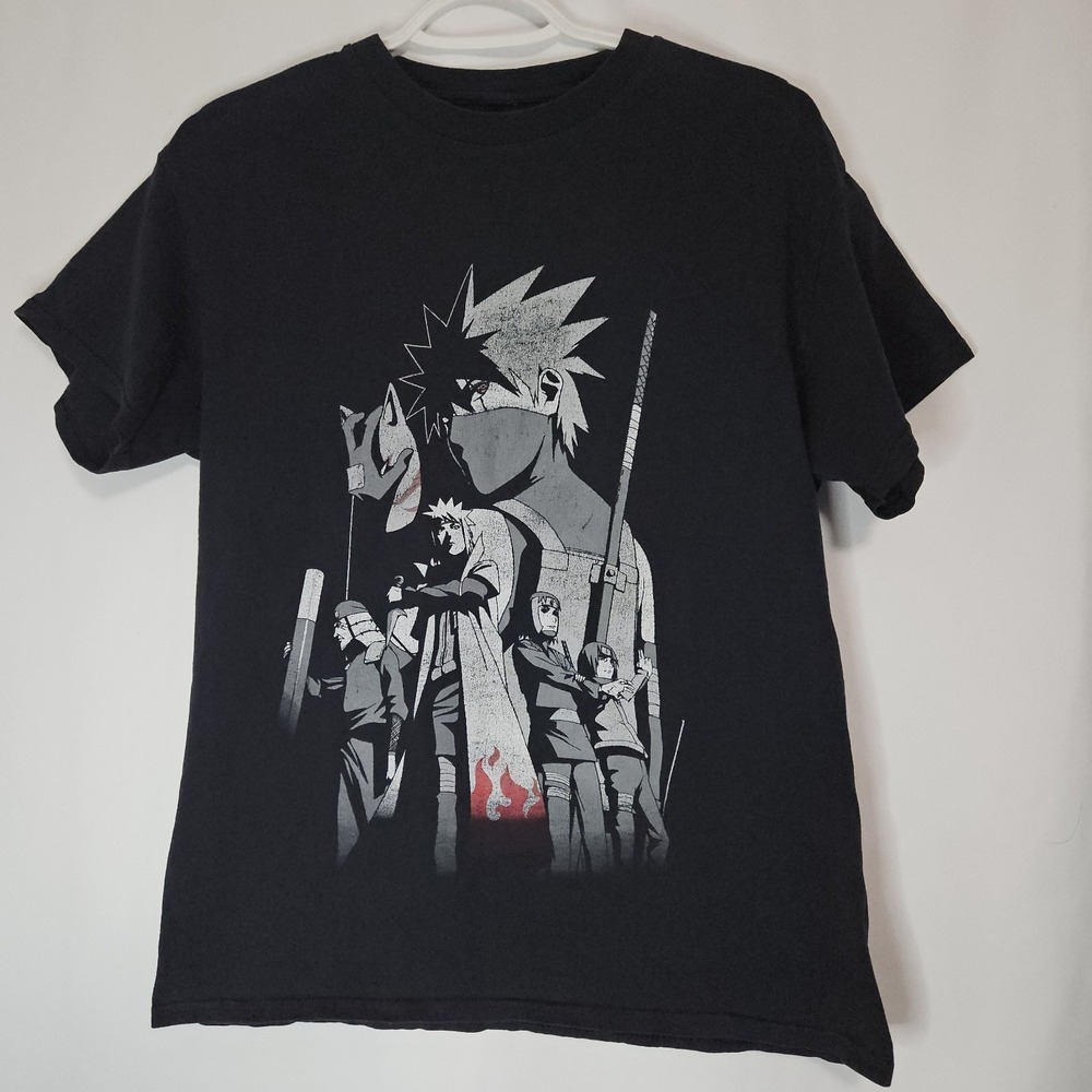 Naruto Shippuden T-Shirt Mens Black Kakashi Anbu Graphic Anime Tee‎ Streetwear S
